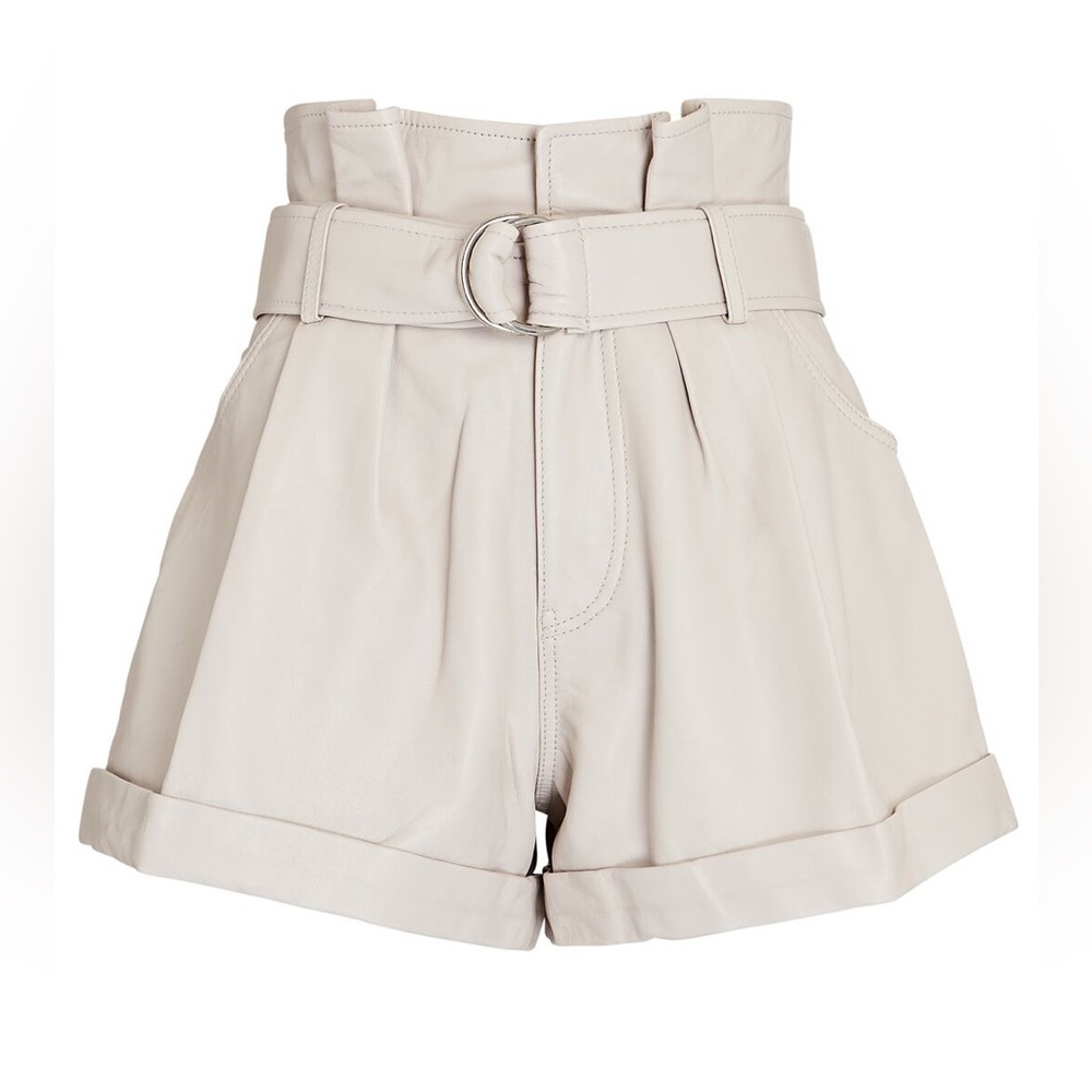 MARISSA WEBB Dixon Leather Paperbag Shorts in Bone